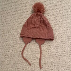Zara Kids Pink Knit Hat with Pom-Pom